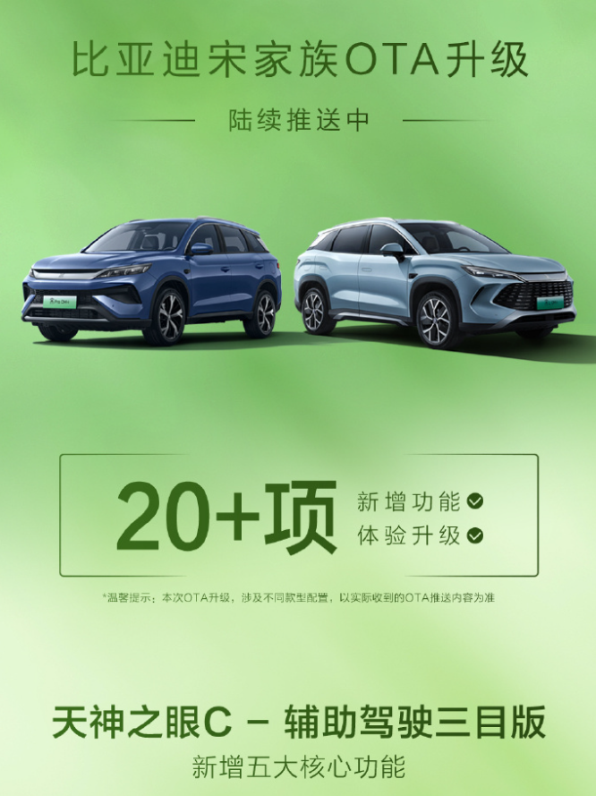 比亚迪宋家族开启OTA 升级辅助驾驶功能(图1)