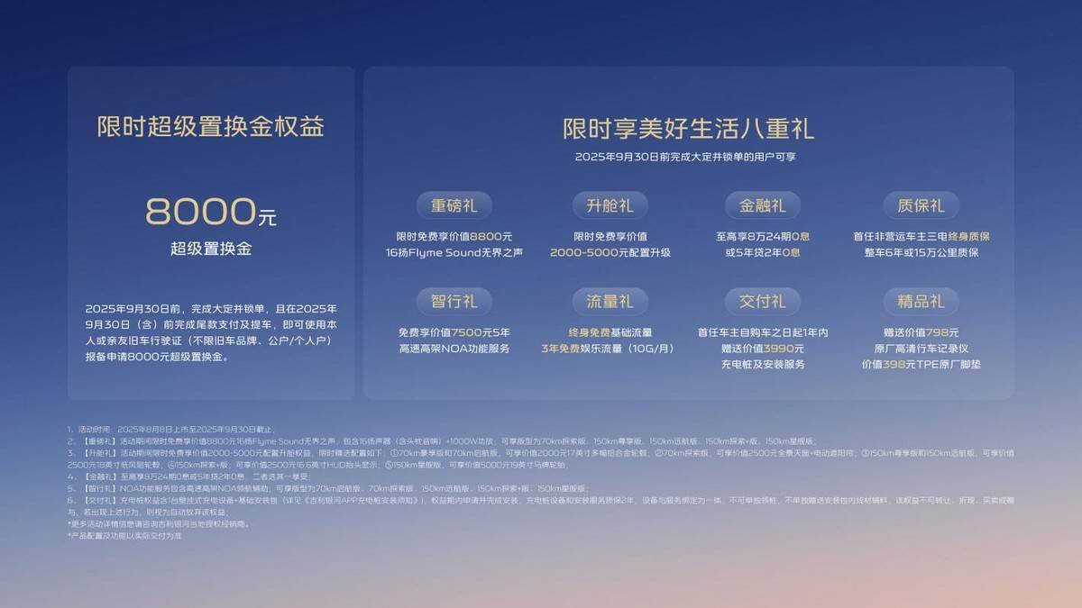 全系Flyme Auto智能座舱！吉利银河A7限时818万起让电混家轿更智能(图1)